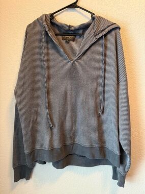 Threadgrit Gray Waffle Knit Hoodie XL Oversized Pullover Cozy
